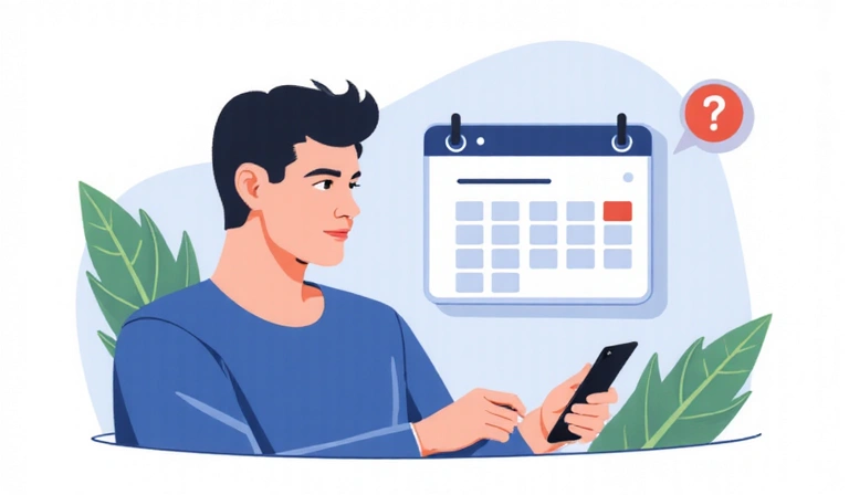 Confirmation illustration with a person checking a calendar and receiving an email