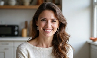 Woman looking relieved and happy